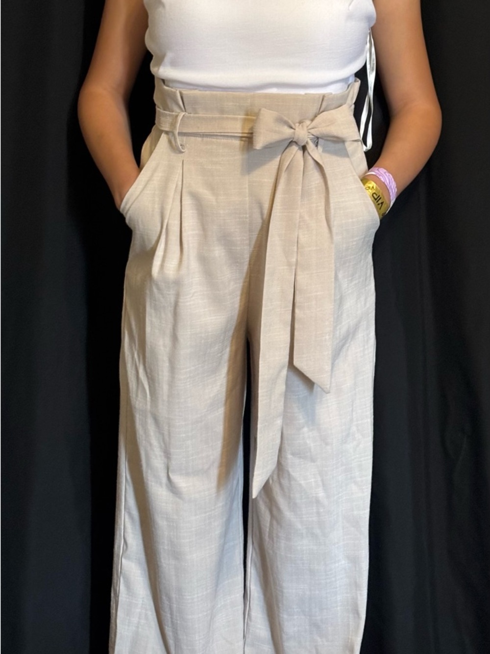 👡. the clothing company High-Waist Tie Belt Wide-Leg Pants -